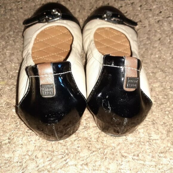 RUDSAK-Canadian Luxury Brand-Patent & Leather Ballet Flats-Taupe/Black-Sz 36-New - Picture 4 of 6